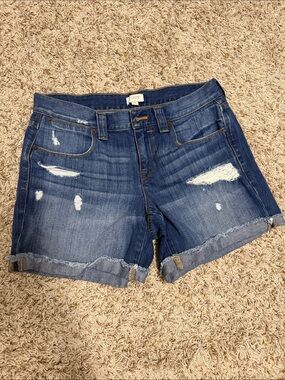 J. Crew Blue Distressed Rolled-Hem Denim Shorts